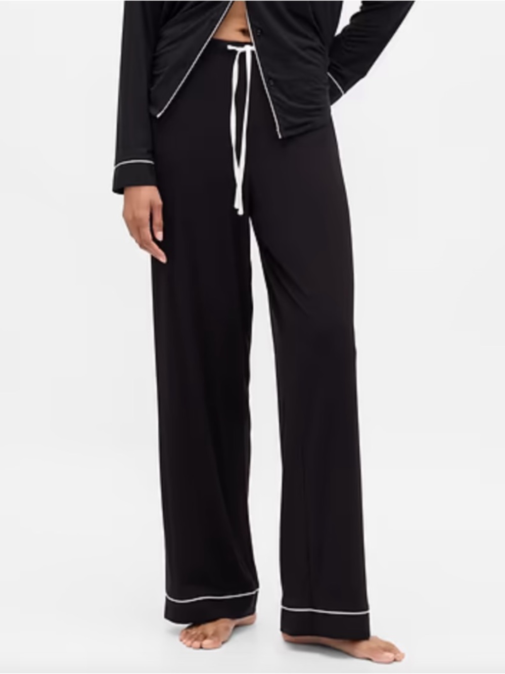 GAP Black Pajama Set with White Contrast Piping